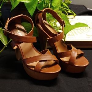 Brown strappy heels